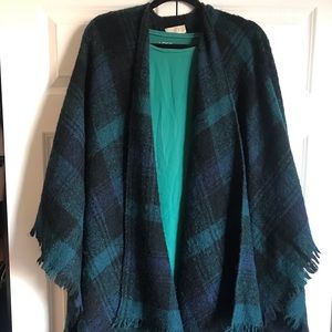 LOFT hunter green and navy poncho
